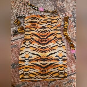 ASOS Orange and Black Tiger Print Dress